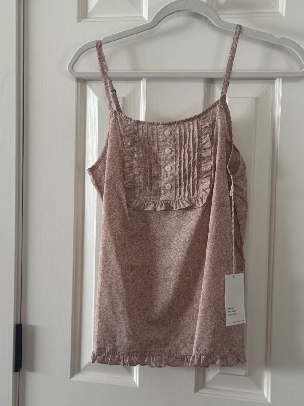 Haven Well Within by Talbots Pink White Patterned Cami Camisole Sleep Shirt Med